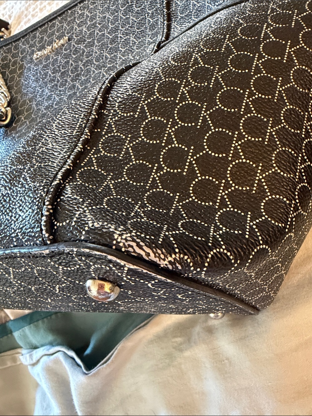 Calvin Klein Monogram Black Chain-Handle Purse - Picture 8 of 13